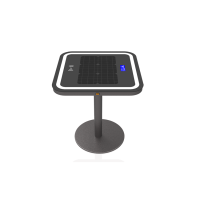 New Design Clock Display Glass Solar Wireless Phone Charging Table with Speaker with Usb