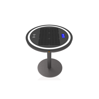 New Design Glass Solar Wireless Charging Coffee Table Station with Usb Charger and Ring Lights