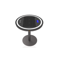 New Design Glass Solar Wireless Charging Coffee Table Station with Usb Charger and Ring Lights