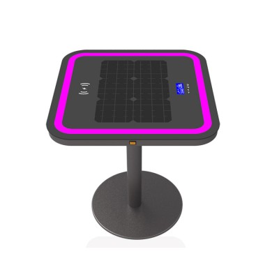 Smart Single Leg Solar Wireless Charging Coffee Table Station with Usb Charging and Blue-tooth Speaker